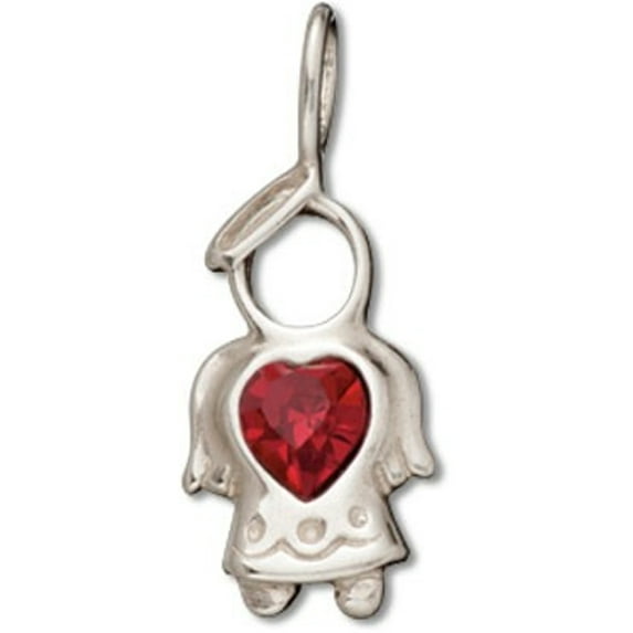 Sterling Silver 30" 1mm Simulated January Birthstone Angel Pendant Necklace