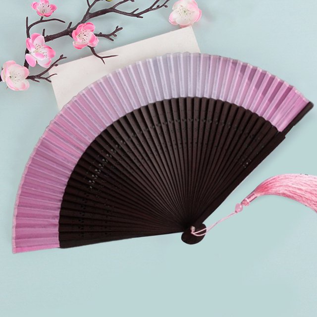 YAOMOBB Ventilateur de Danse Performance Style Chinois Pliable avec Franges Nervures Creuses Accessoires Photo de Danse Performance (Portable 1 Ensemble)