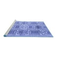 thumbnail image 2 of Ahgly Company Machine Washable Indoor Square Abstract Blue Modern Area Rugs, 3' Square, 2 of 4
