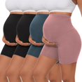 thumbnail image 1 of - Paquete de 4 pantalones cortos de verano para mujer, de algodón, cómodos, con cordón para uso casual, descanso, deporte, lético, con bolsillos, 1 of 5