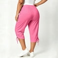 thumbnail image 4 of Kinrui Women's Plus Size Capri Sweat Pants Lounge Elastic Waist Casual Comfy Joggers Side Ruched Pants with Pockets Pink 4XL, 4 of 7