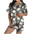 thumbnail image 2 of Karight Halloween Pajamas Women 2025 Satin Silk Button Up Shirt And Shorts Pjs Sets 2 Piece Loungewear Sets Soft Sleepwear, 2 of 8