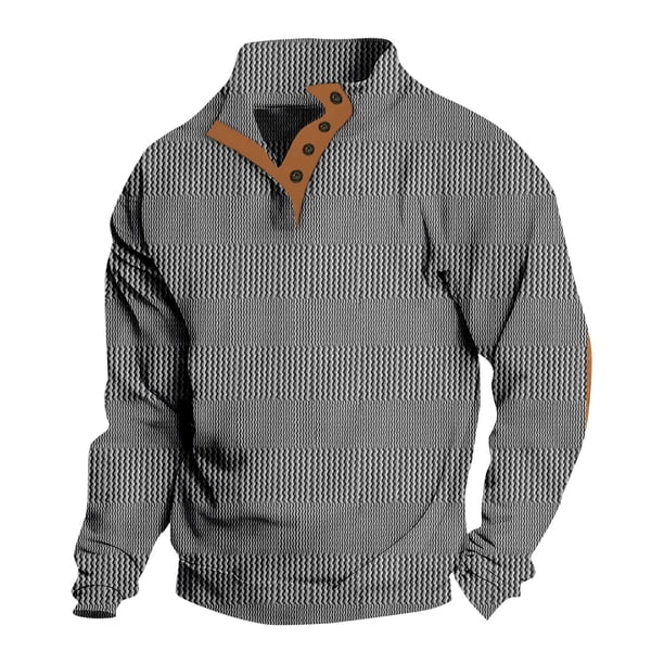 Sudadera sin capucha para hombre, informal, de color liso, con tejido sin capucha, para mantener el calor, con capucha, de manga larga, de poliéster