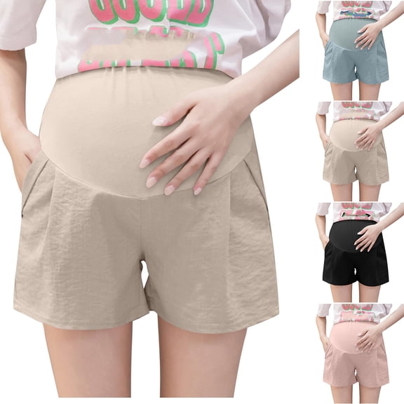 Admvng Maternity Casual Shorts Over Belly Lightweight Pregnancy Shorts with Pockets