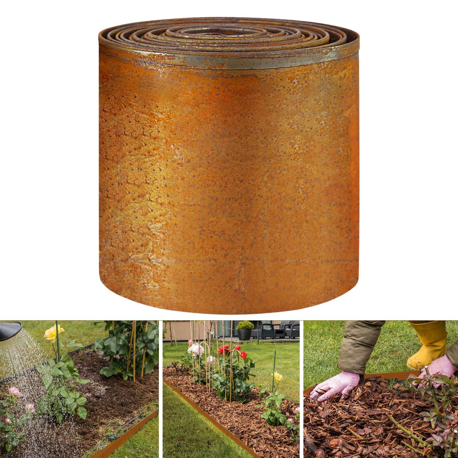 Aymzbd Garden Edging Decorative Weather Resistant Sturdy Rust for Lawn Paver Grass 10m