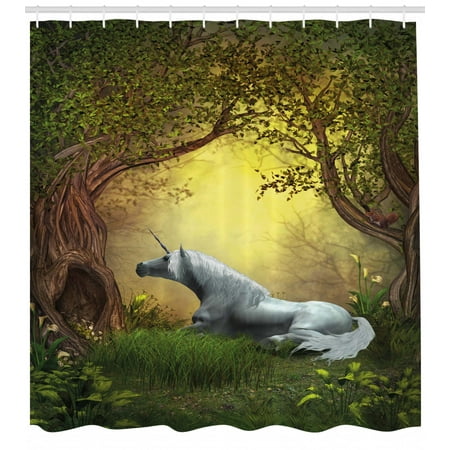 Unicorn Shower Curtain Enchanted Forest Fantasy Magical Willow