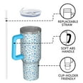 thumbnail image 4 of Blue Christmas Snowflake Pattern Tumbler with Handle and Lid,40oz Double Wall Vacuum Insulated Tumbler,Cups Gift for Women and Men, 4 of 7
