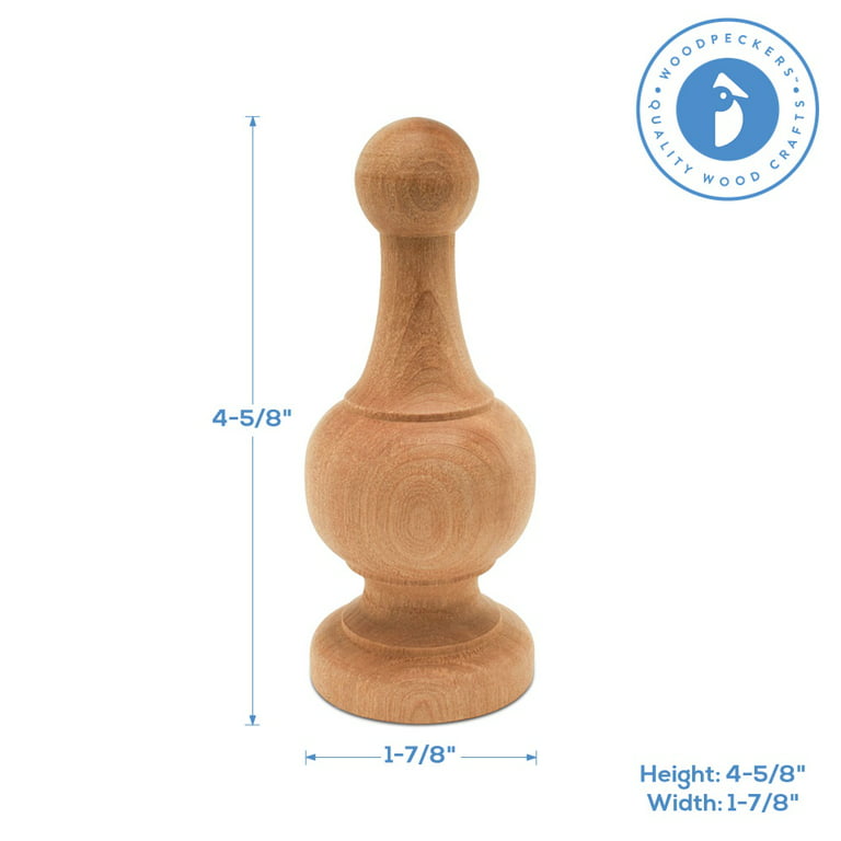 Meprotal Wood Finials for Bed, Flagpole Topper, Curtain Rod, DIY Crafts,  Home Decor 5.9 x 2.5, Pack of 2
