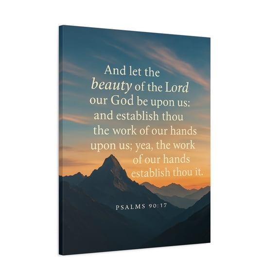 Bible Verse Canvas Psalms 90:17 Christian Home Décor Wall Art Scripture Ready to Hang Faith Print