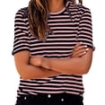 thumbnail image 3 of CONZONE Womens Summer T-Shirts Short Sleeve T Shirts for Women Casual Crew Neck Striped Lightweight Tees Soft Cozy Athletic Tops, 3 of 7