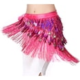 thumbnail image 6 of Belly Dance Hip Scarf with Tassels Sequins, Triangle Coins Wrap Skirt Music Festival Clothing, 6 of 6