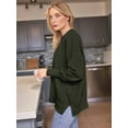 thumbnail image 6 of Women'S Oversized Batwing Sweaters 2025 Fall Outfits Trendy Crewneck Knit Side Slit Fashion Pullover Tops  Green S, 6 of 7