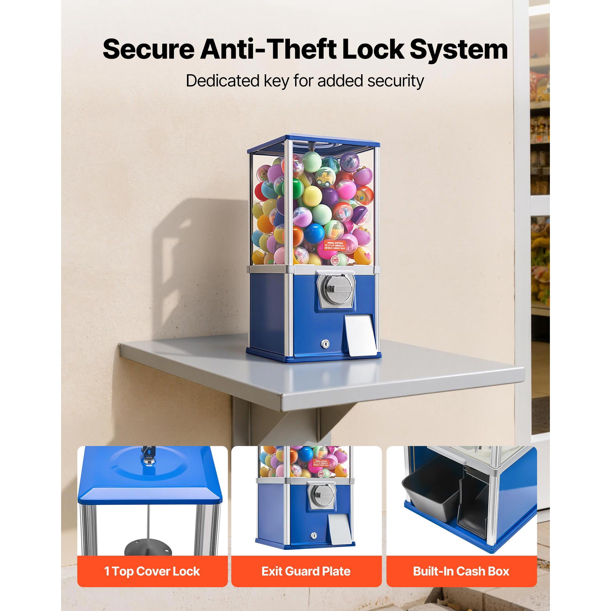 KFFKFF 21-Inch Tall Candy Vending Machine, Coin-Operated Dispenser for Shopping Centers, Supermarkets, Entertainment Venues, and Arcades, Accommodates Up to 180 1.77-Inch Round Candies