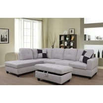 PonLiving Furniture L-Shape Sectional Sofa Couch Set, Morden Fabric Couch Set, with Left Hand Chaise Lounge, 2 Toss Pillows Included