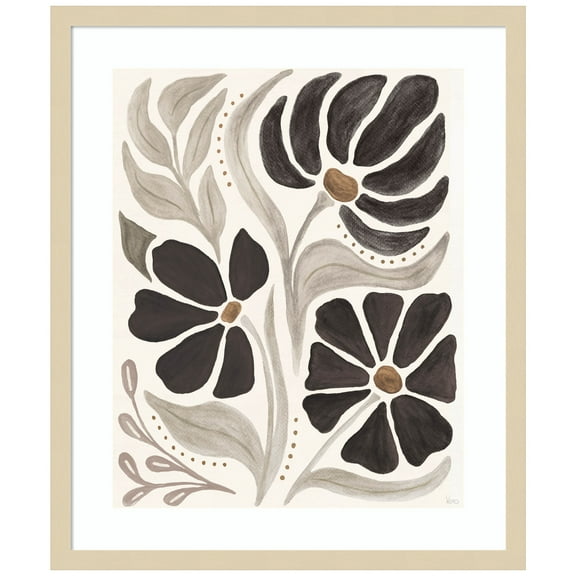 Amanti Art Modern Petals II Neutral Wood Framed Wall Art Print