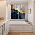 thumbnail image 3 of Navy Blue Geometric Kitchen Curtains 84 Inch Length, Modern Abstract Luxury Golden Grommet Top Bedroom Living Room Curtains, Light Filtering Cafe Curtain Drapes 2 Panels Set 104''x84'', 3 of 9