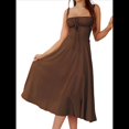 thumbnail image 3 of Vestido Midi con Corsé, Aberturas Fluidas y Cordones para Mujer, Vestido Informal de Verano de Corte A para Fiesta de Té. Marrón XL, 3 of 7
