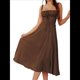 thumbnail image 3 of Vestido Midi con Corsé, Aberturas Fluidas y Cordones para Mujer, Vestido Informal de Verano de Corte A para Fiesta de Té. Marrón XL, 3 of 7