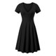 thumbnail image 3 of Vestido de verano de color sólido con cuello en V y manga corta cómodo para mujer Pompotops ghjkhdj15861, 3 of 4