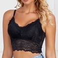 thumbnail image 4 of Gymayou Women Plus Size Lace Bralette Adjustable Spaghetti Straps Longline Tube Top Bra Wireless Floral Lace Camisole Black L, 4 of 4