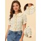 thumbnail image 2 of Blusa Floral Allegra K con Cuello Peter Pan y Encaje Albaricoque XL, 2 of 4
