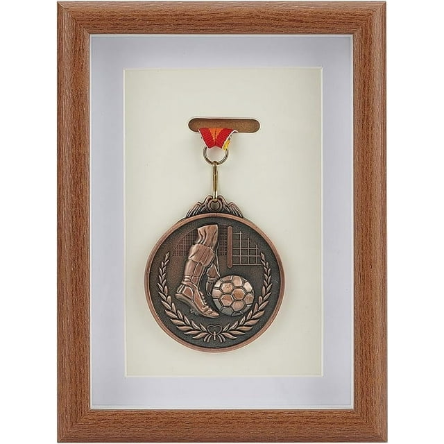 Vitrina de madera para medallas Caja de madera para exhibir medallas con vidrio Marco de fotos de madera para montar en la pared Regalo para coleccionistas Medallas para correr maratones y sprints