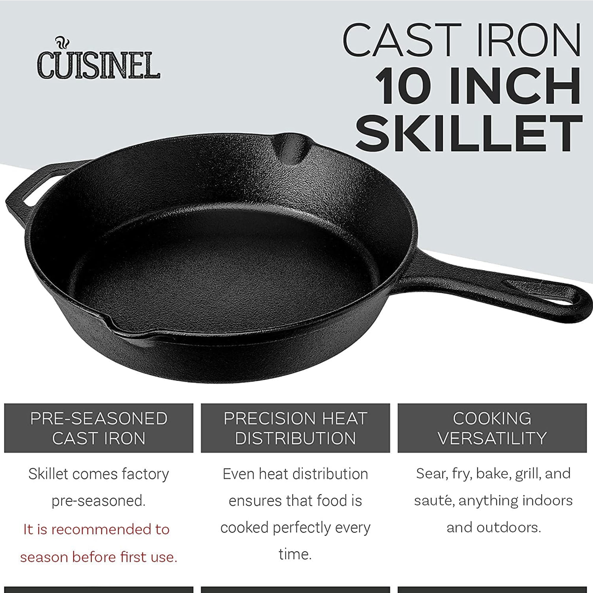 Mini Cast Iron Skillet w/Silicone Handle Cover 6 Wide x 1.3(H)x10.5(L)  Black