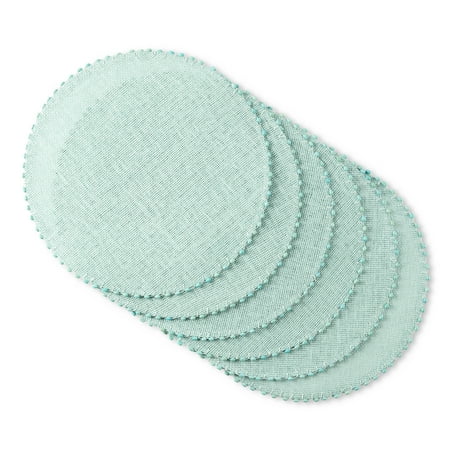 

Martha Stewart Woven Water Resistant Lindos Placemat Set 6-Pack 15 Round Aqua