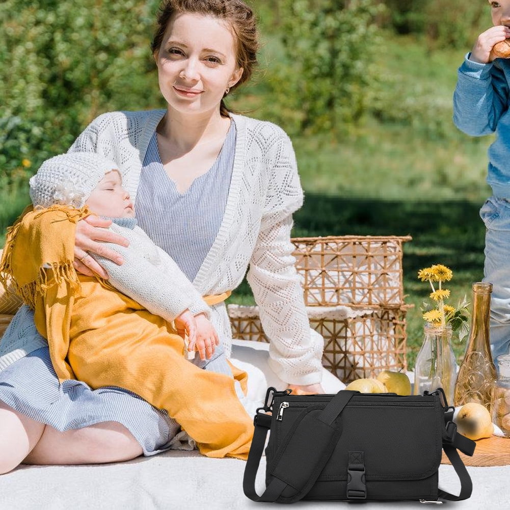 HBASD Portable Diaper Changing Pad for Baby - Smart Design Portable Changing Mat, Baby Diaper Changer Travel Bag with Wipes Pocket, Infant Travel Station Kit, Gift for Newborn (Black)
