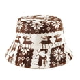 thumbnail image 1 of Sunscreen Warm Adjustable Rope Lined Bucket Hat Women Christmas Elk Print Fluffy Fisherman Cap for Daily Life, 1 of 10