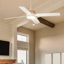 Luxury Modern Farmhouse Ceiling Fan, Large Size: 15.5''H x 56''W, with Coastal Style Elements, Satin White Finish, UHP9450 from the Ankara Collection by Urban Ambiance
