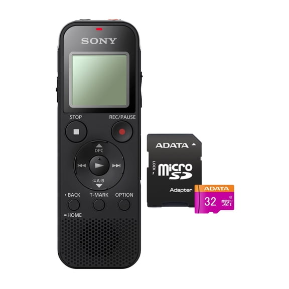 Sony ICD-PX470 Stereo Digital Voice Recorder with Built-in USB and 32GB Micro SD Card Bundle