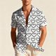 thumbnail image 2 of TaTaai Men's Valentine's Day Shirt, Black White Printed Button Down, Short Sleeve Date Top, Romantic Casual Blouse Gift, 2 of 8