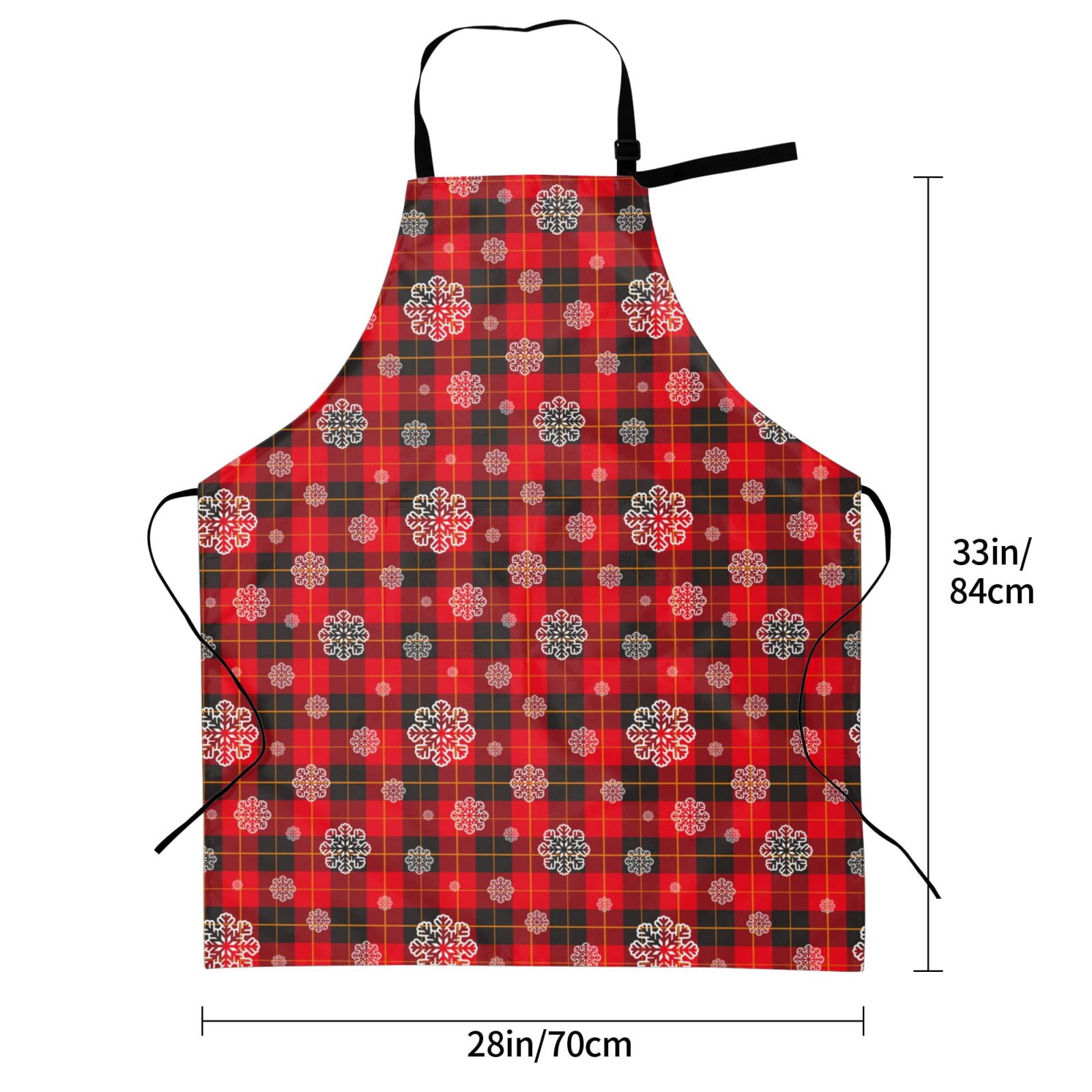Kdxio Snowflakes On A Buffalo Plaid Apron with Pockets Adjustable Kitchen Aprons for Men Women Waterproof Aprons for Cooking,Drawing,Crafting, Baking Household Cleaning
