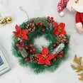 thumbnail image 3 of Gustave 12.6in Artificial Christmas Wreath Hanging Pine Needle Wreath with Pine Cone, Red Berry and Poinsettia Ornament for Front Door Holiday Xmas Decor, 3 of 8