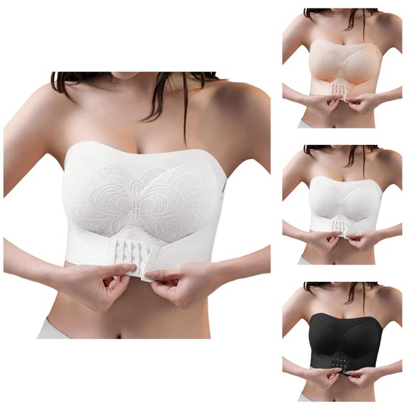 Front Closure Bras for Women Strapless Wireless Bra Push Up Bra Adjustable Convertible Strap Comfortable Seamless Underwear
