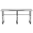 thumbnail image 2 of AmGood 96" Long x 14" Deep Stainless Steel Work Table With Open Base and Wheels | Mobile Metal Table, 2 of 7