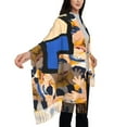 thumbnail image 4 of Lsque Sml Jeffy Pattern Women's Traditional Scarf Wrap Tassel Shawl Fringes Neck Head Shawl Retro Scarf, 4 of 8