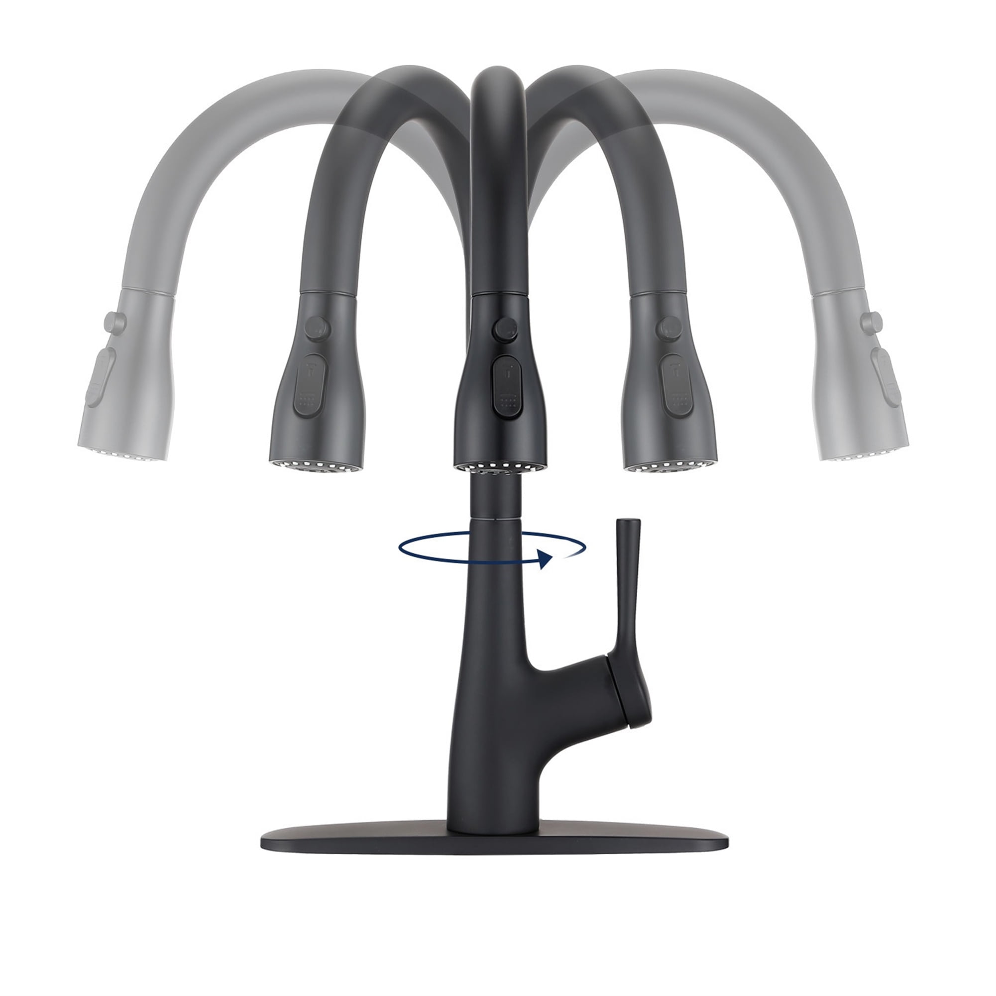 Cfowner Single Handle Pull Down Kitchen Sink Faucet, Commercial Faucets for Bar Home, 360°Swivel Spout