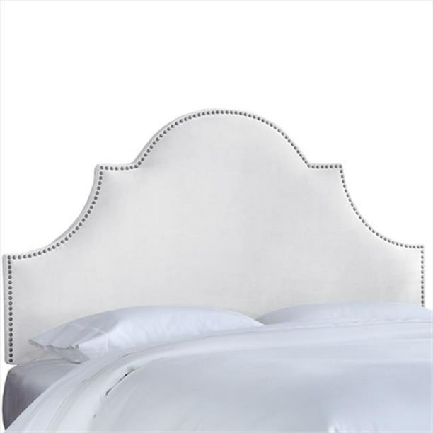 Arch Notched Headboard In Velvet White, Bella High Arch Tufted Headboard