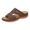 thumbnail image 6 of Womens Sandals Flower Embroidery Open Toe Slides Comfy Orthopedic Walking Shoes Lightweight Cushioning Slip on Summer Beach Shoes Coffee Size 9, 6 of 7