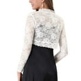 thumbnail image 4 of Women's Floral Lace Cropped Cardigan Long Sleeve Bolero Shrug Shawl Open Front Summer Jacket Crop Tops, 4 of 5
