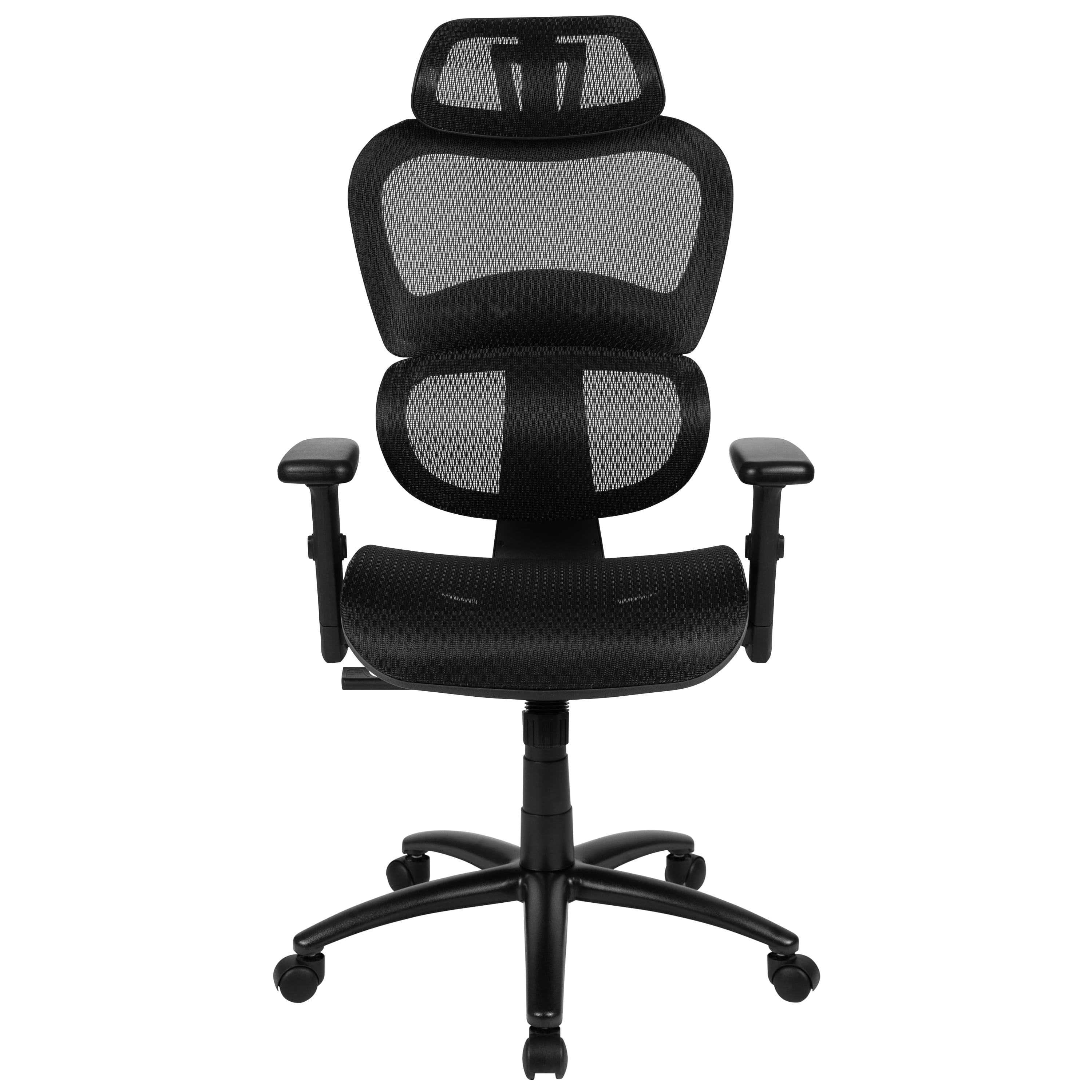 Flash Furniture Ergonomic Mesh Office Chair with 2-to-1 Synchro-Tilt, Adjustable Headrest, Lumbar Support, and Adjustable Pivot Arms in Black