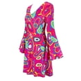 thumbnail image 5 of 70s Disco Fancy Dress Outfits for Women, 60s 70s 80s 90s Hippie Costume Disco Dress, Groovy Disco Dress, Retro Disco Outfit, Halloween Floral Party Dresses Trendy Vacation,Hot PinkL, 5 of 9