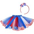 thumbnail image 1 of HTOOQ 2Pcs Drapeau Imprimé Maille Jupe Mode Femmes Robe Taille Élastique Robe de Soirée pour le Jour de l'Indépendance Taille L (Jupe + Boucle à Cheveux), 1 of 9