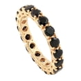 thumbnail image 3 of KIRAN FINE JEWEL Round Black Onyx Eternity Ring Yellow Gold Plated 925 Silver Wedding Anniversary Engagement Band Ring Statement Jewelry Gift For Her, 3 of 5