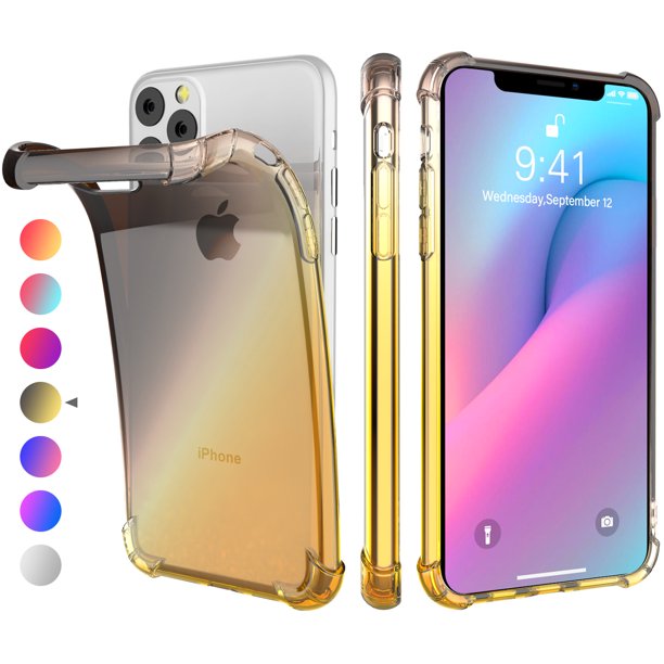For Iphone 11 Pro Max 6 5 Inch Case Soft Tpu Thicken Scratch Resistance Color Gradient Black Golden Walmart Com Walmart Com