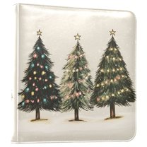 FORMRS 3 Ring Photo Album 4"x6" Self Adhesive Large Capacity PU Leather Cover, Cartoon Christmas Trees