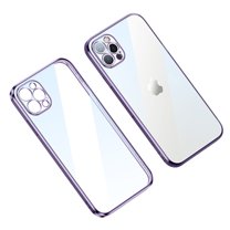 Dteck Clear Case for iPhone 14 Pro Plating Bumper Anti-Yellow Transparent Protective Cover Shockproof Slim Thin Cover for Apple iPhone 14 Pro 6.1 inch 2022, Purple