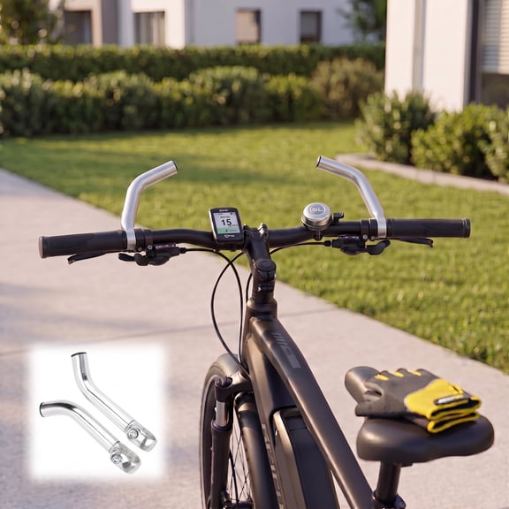 Aemutady 1 Pair Bike Armrest Handlebar Replacement, Aluminum Handle Bar Extender for Cycling Upgrade Spare Parts, Silver